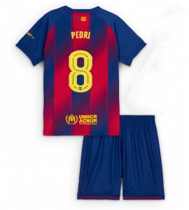 Barcelona Pedri Gonzalez #8 Jalkapallovaatteet Lasten Kotipeliasu 2025-26 Lyhythihainen (+ Lyhyet housut)
